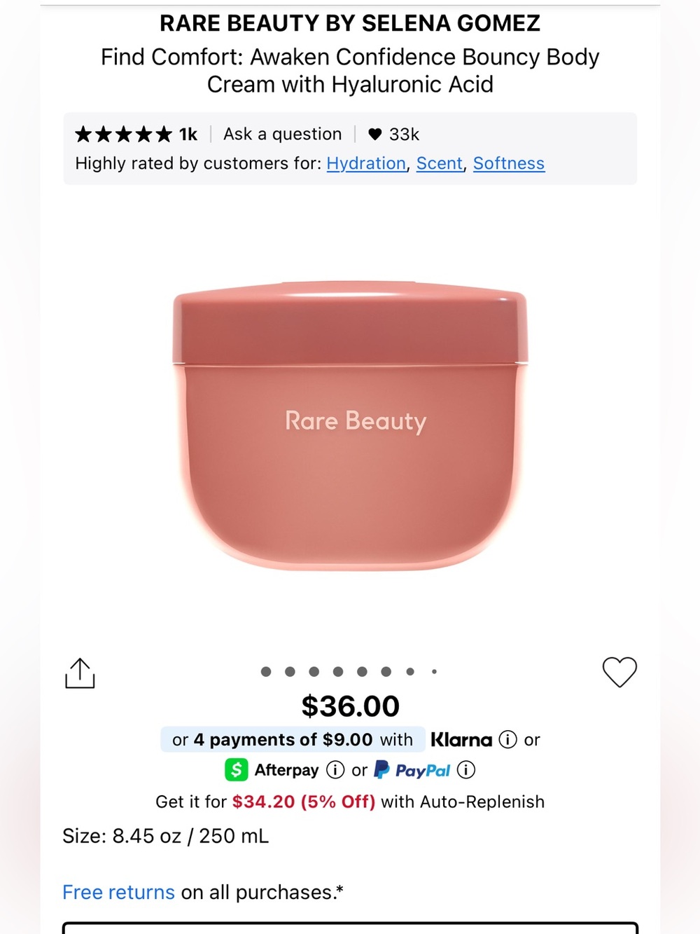 Rare Beauty Find Comfort Awaken Confidence Bouncy Body Cream - Pink